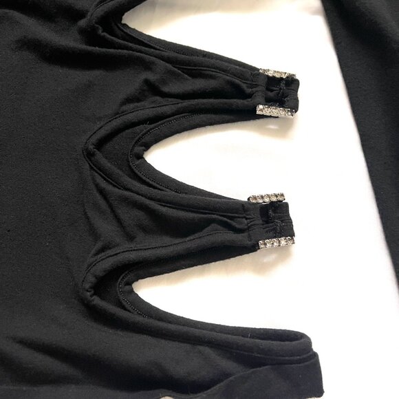Sisley Made in Italy Cutout crystal details Black top - Picture 14 of 14